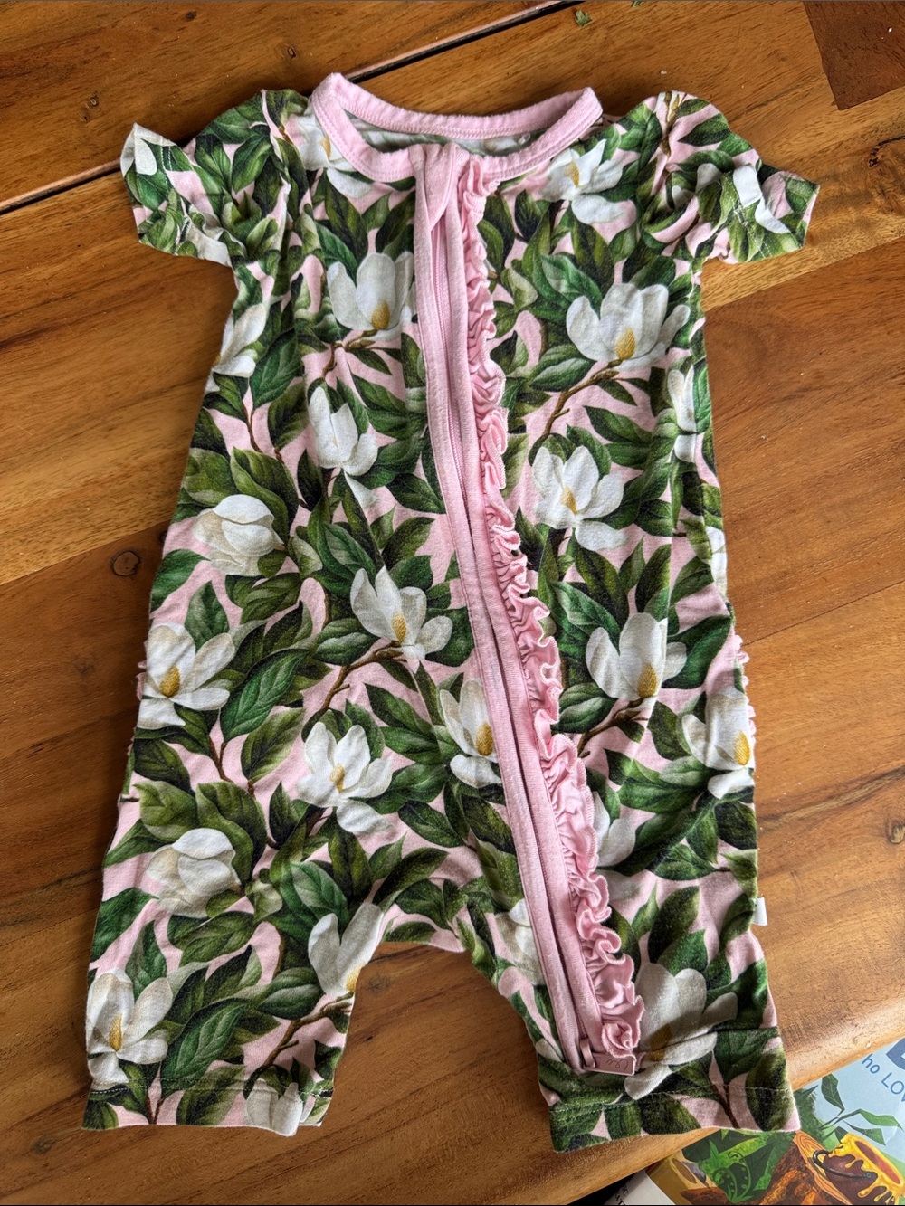 Magnolia Ruffle-Trim Shortie Romper